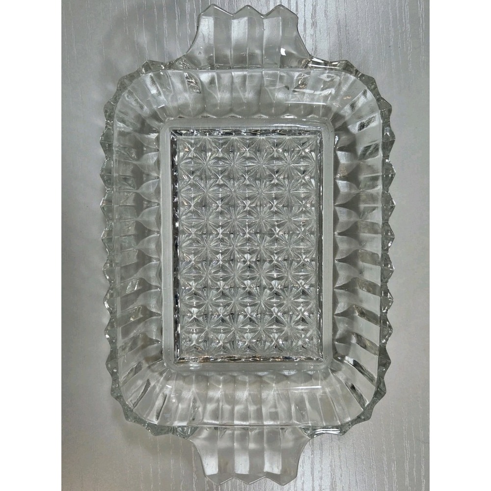 Vintage Anchor Hocking Clear Glass Arlington Rectangular Relish or Candy Dish